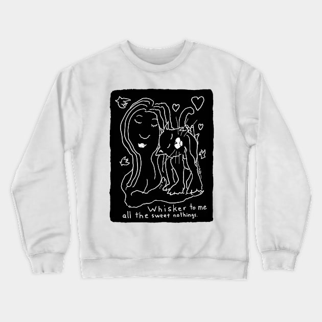 Whisker To Me black and white cat drawing for light background Crewneck Sweatshirt by davidscohen